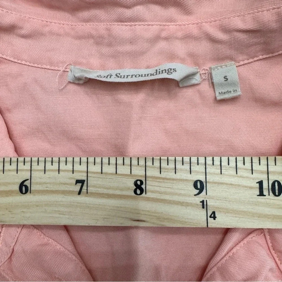 Soft Surroundings linen/lyocell shirt dress. Pink/peach, size small. - Picture 4 of 7